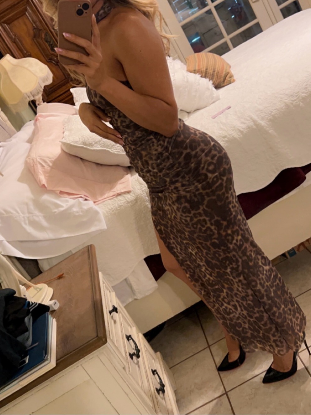 Zara One-Shoulder Leopard Print Maxi Dress - Brown and Black - Picture 5 of 5